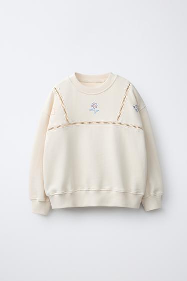 ТОЛСТОВКА С ВЫШИВКОЙ — ЭКРЮ от Zara — изображение 0