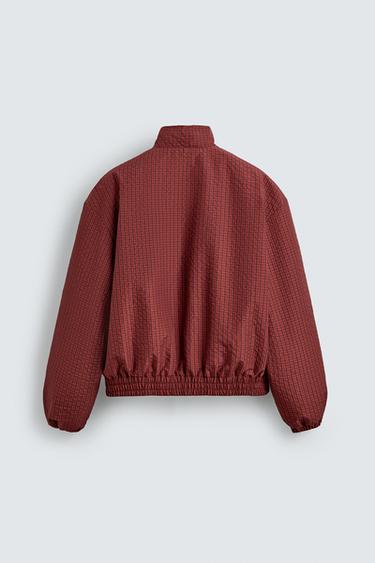 BLOUSON COUPE-VENT REMBOURRÉ À CARREAUX - Rouge foncé de Zara - Image 7