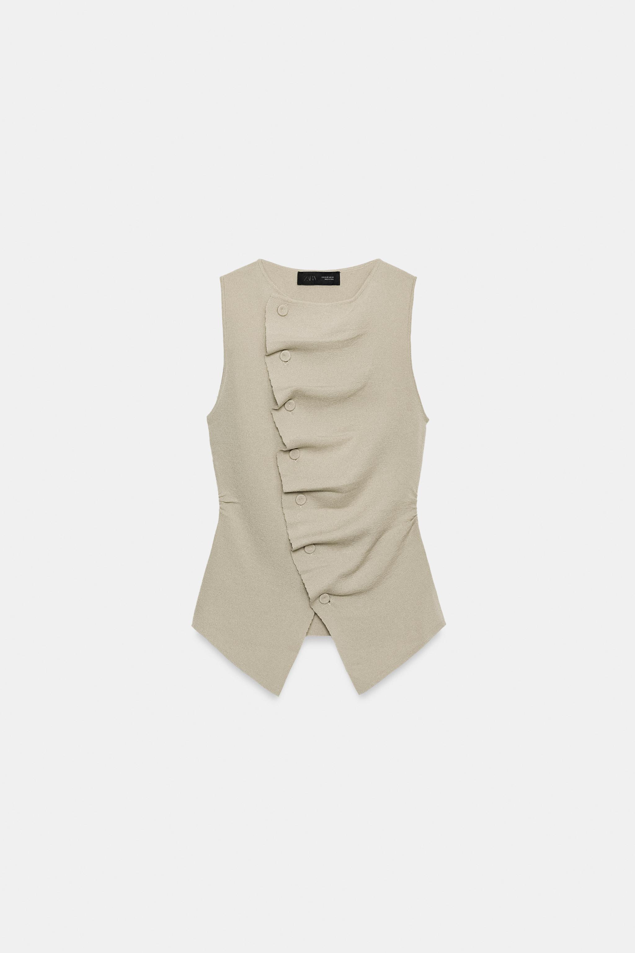 Zara Drapeli Triko Top görsel 4