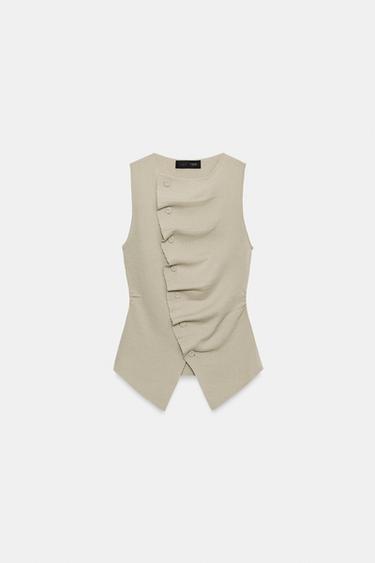 TOP DRAPÉ EN MAILLE - Sable de Zara - Image 4