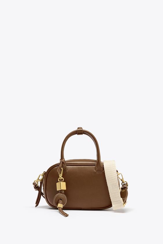 HOT Topstitched Bucket Bag Zara Dark Tan Bag MINI - Main Image