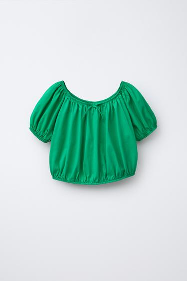 COMBINED ELASTICATED TOP - Green by Zara