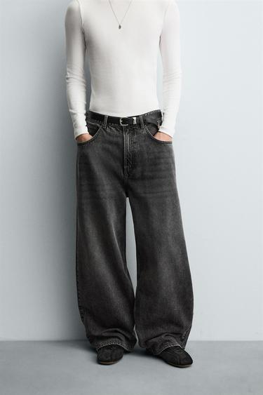 Zara BAGGY FIT 牛仔褲 - 灰色