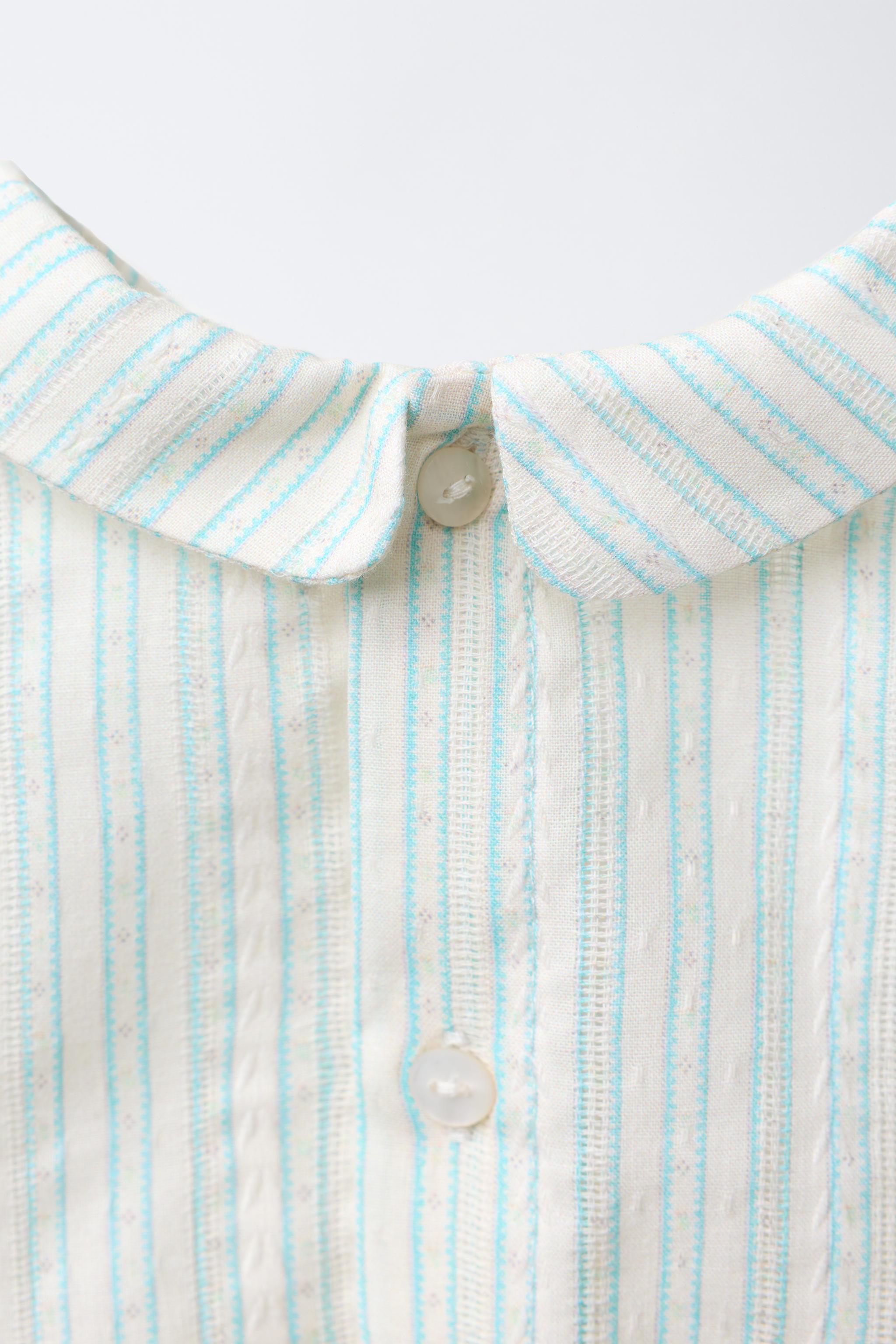 STRIPED JACQUARD SHIRT AND BLOOMERS SET - Ecru / Blue | ZARA