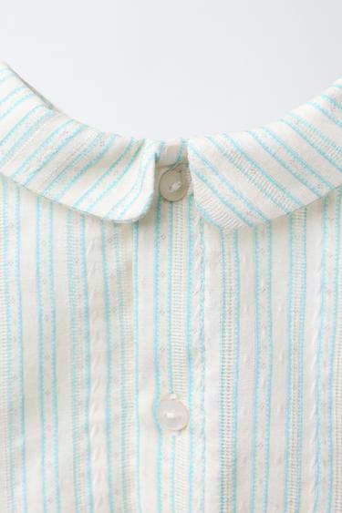 STRIPED JACQUARD SHIRT AND BLOOMERS SET - Ecru / Blue by Zara - Image 2