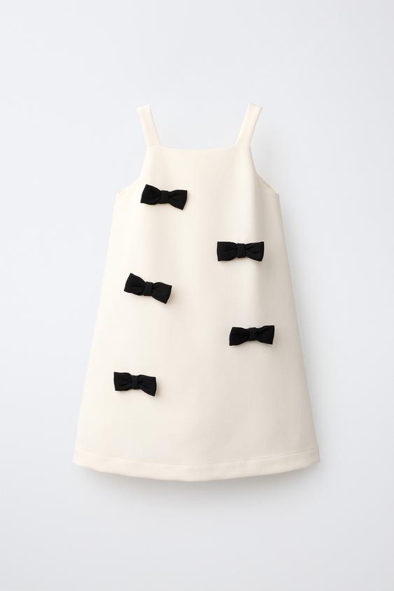 VESTIDO APLIQUE LAZOS - Crudo de Zara - Imagen 0