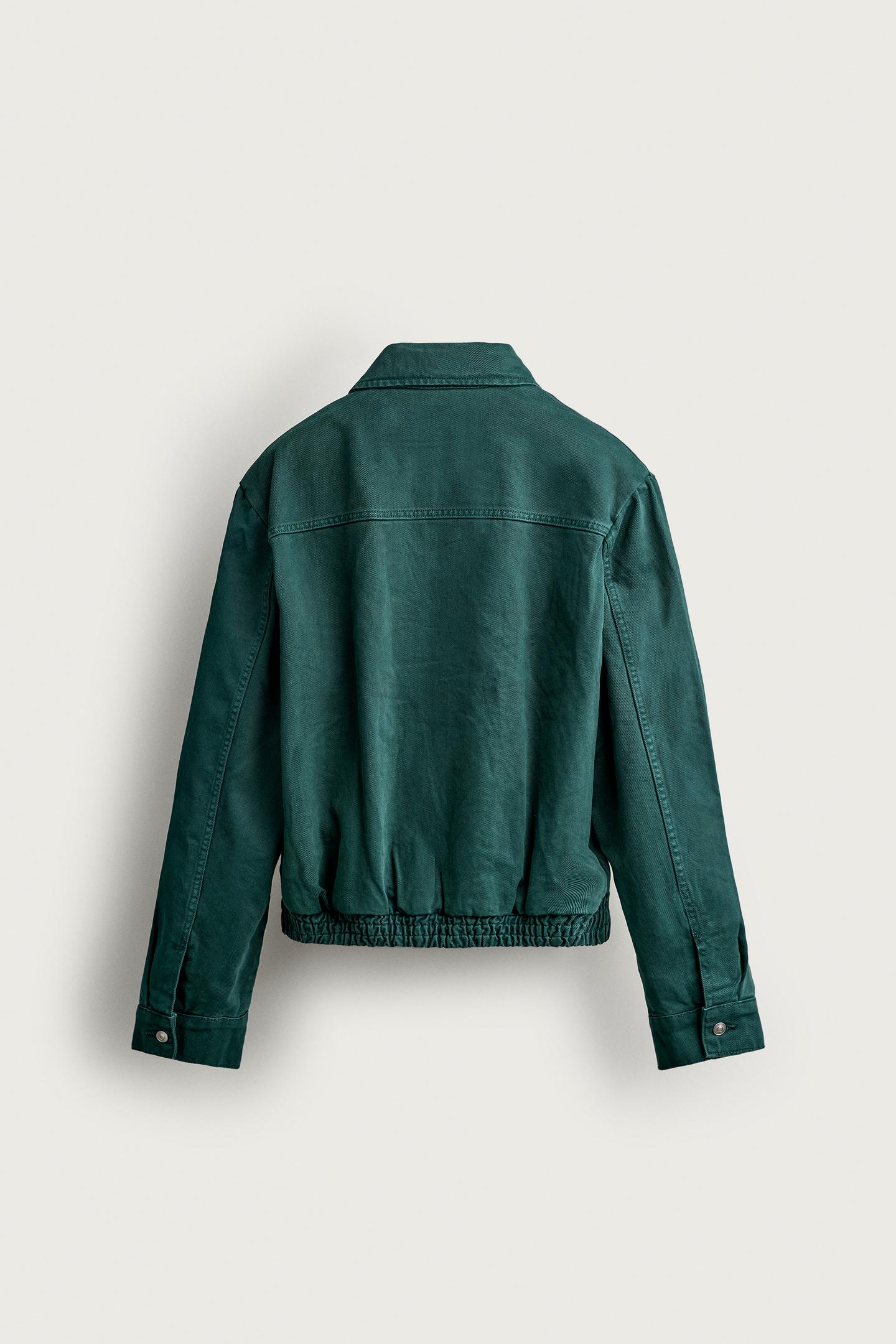 Мужская куртка Zara Cropped Washed, цвет: Тёмный бирюзовый — фото 8