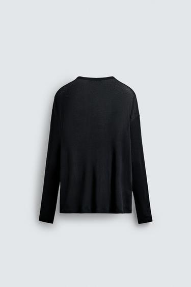LIGHTWEIGHT LYOCELL - COTTON T-SHIRT - Black by Zara - Image 6
