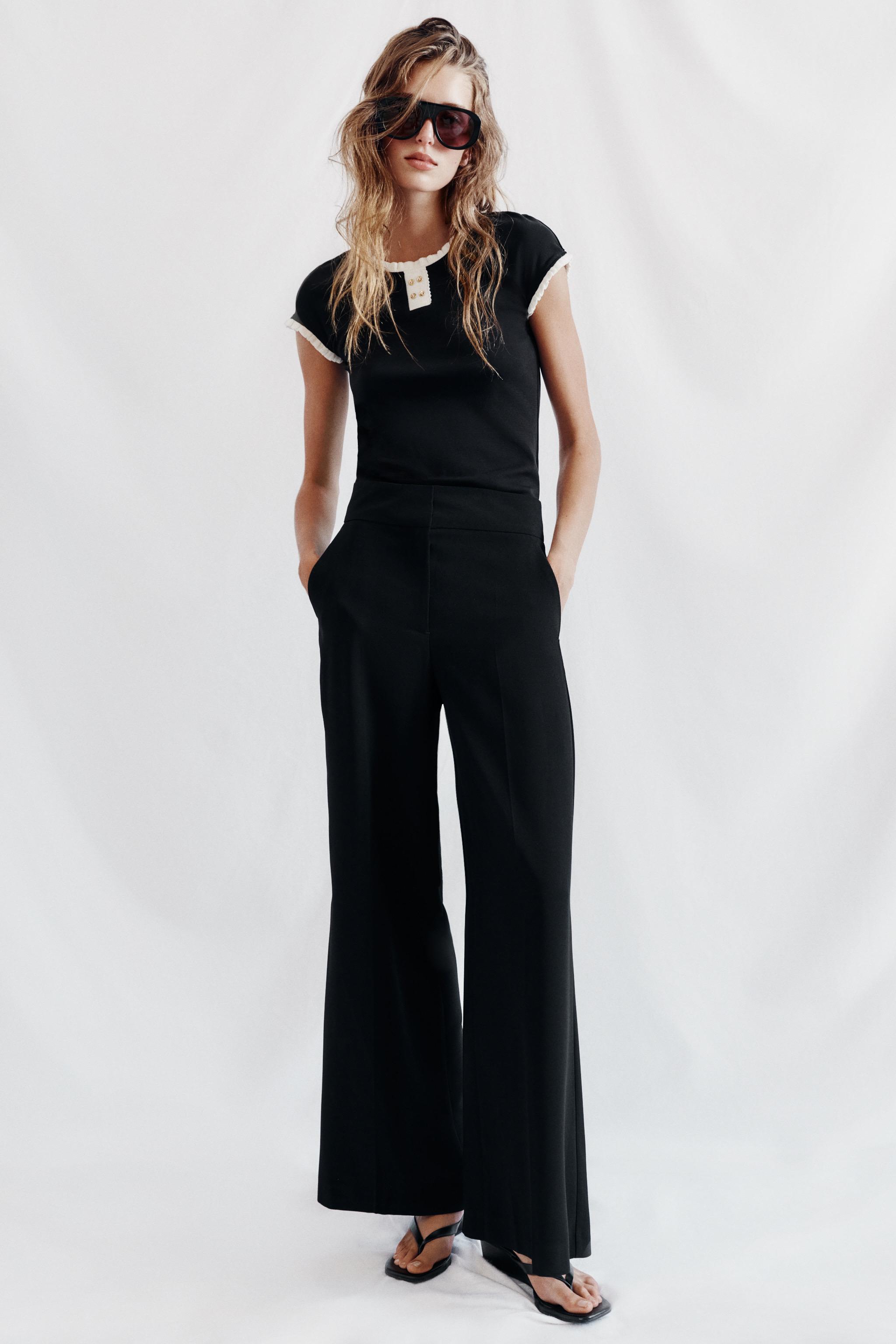 Женские топы Zara BUTTONED PIPING TOP