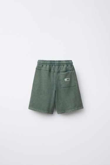 BERMUDA EFFET DÉLAVÉ - Vert bouteille foncé de Zara - Image 1