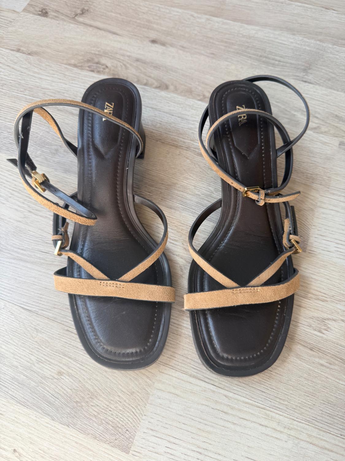 SPLIT SUEDE STRAPPY HEELED SANDALS - Image 4