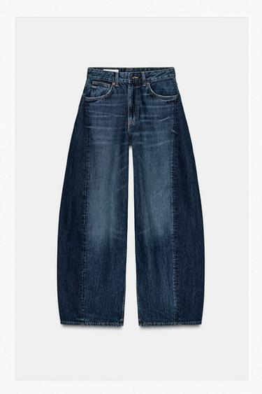 جينز بالون أوفرسايز TRF بقَصَّة عالية - بحري by Zara