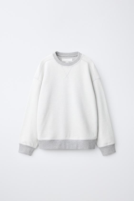 Zara CONTRAST PLAIN SWEATSHIRT - Gray marl - Image 0