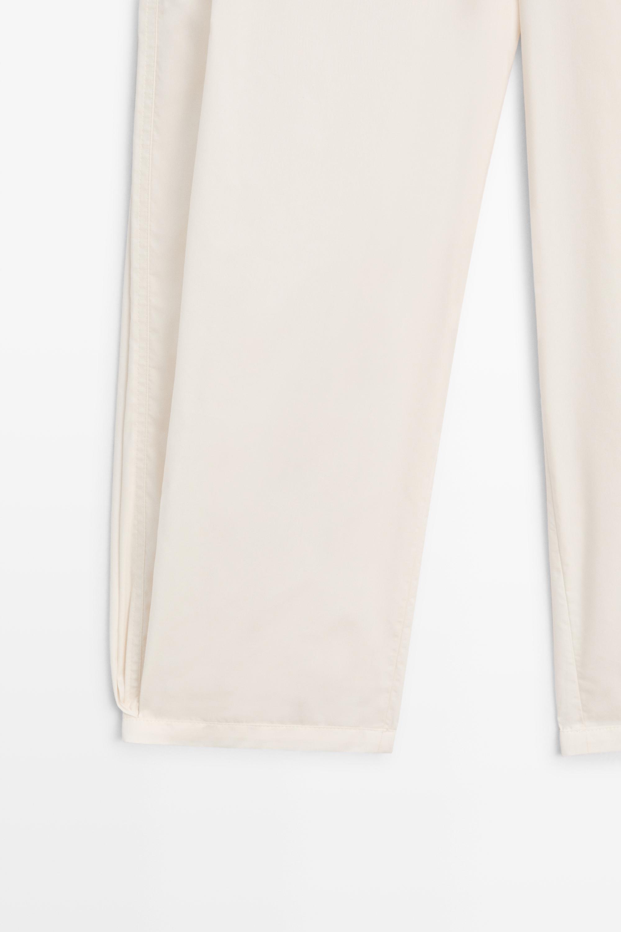 Cotton blend pants with tie detail