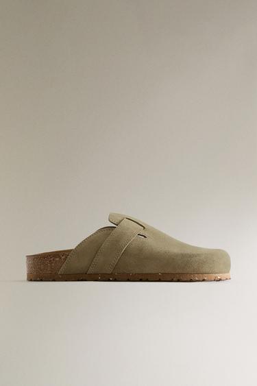 SABOTS CUIR LANIÈRE - Vert de Zara - Image 1