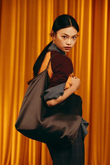 Zara 雙面托特包 - 巧克力色