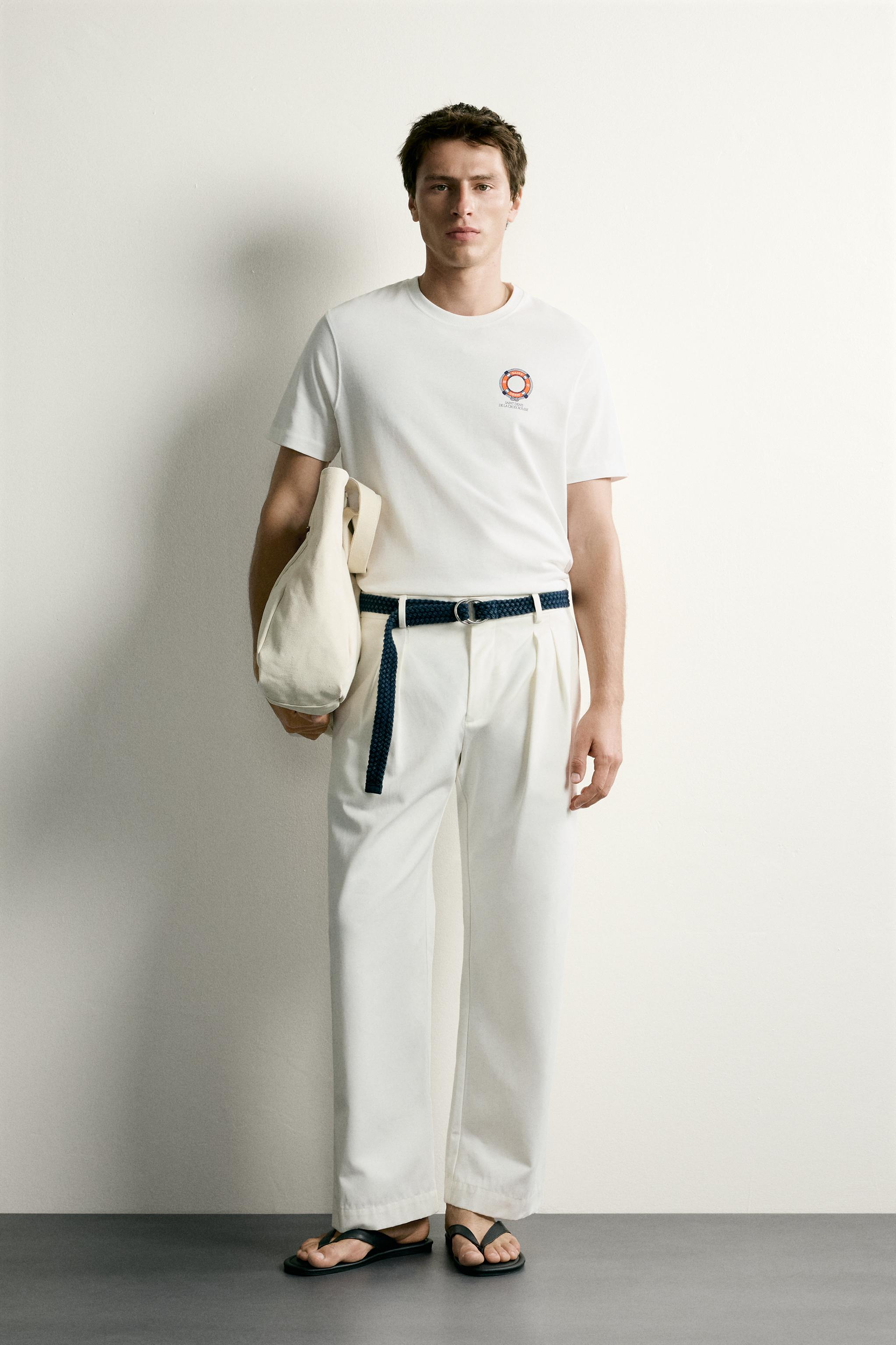 Мужские футболки Zara COMBINED EMBROIDERY REGULAR FIT T-SHIRT