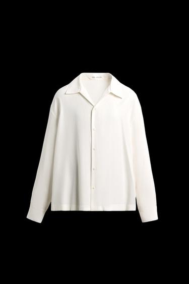 Zara RELAXED FIT FLOWY SHIRT - White - Image 0