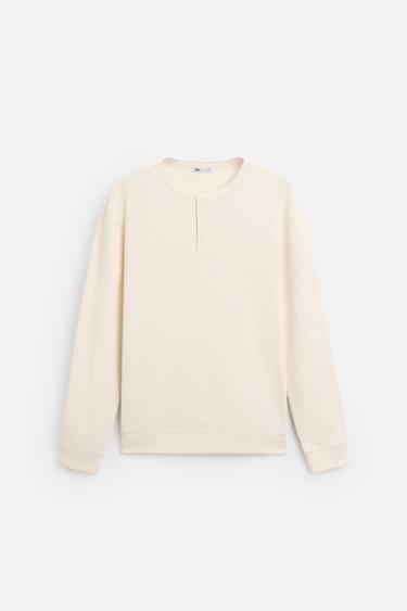 T-SHIRT WITH BUTTONED NECK - Ecru by Zara