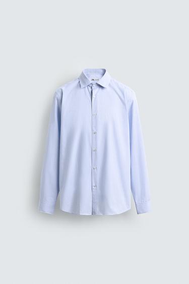 CAMISA REGULAR FIT CUADROS - Celeste de Zara