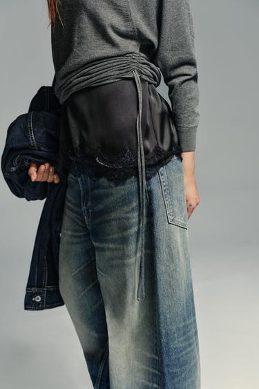 KNIT SWEATER WITH TIE DETAILS - Grey by Zara - Image 2