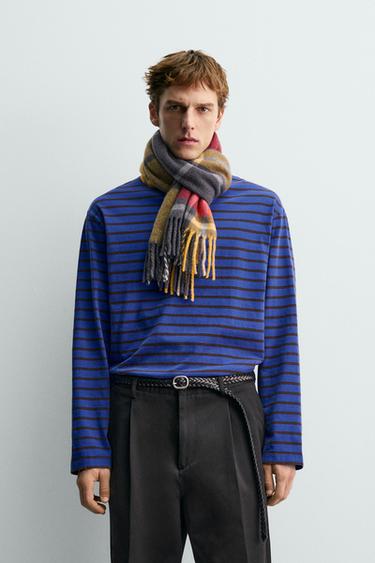 СМУГАСТА ЖАКАРДОВА ФУТБОЛКА AARON LEVINE X ZARA - Коричневий/синій Zara