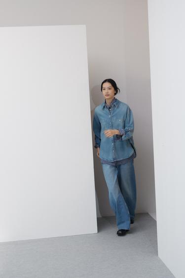 OVERSIZED DENIM SHIRT - Mid-blue by Zara