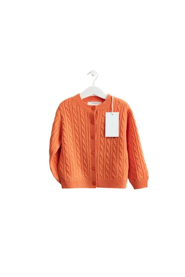 ZARA TIMELESS - كارديغان صوف 100% بنقشة ضفائر - البرتقالي الخاص بـ Zara