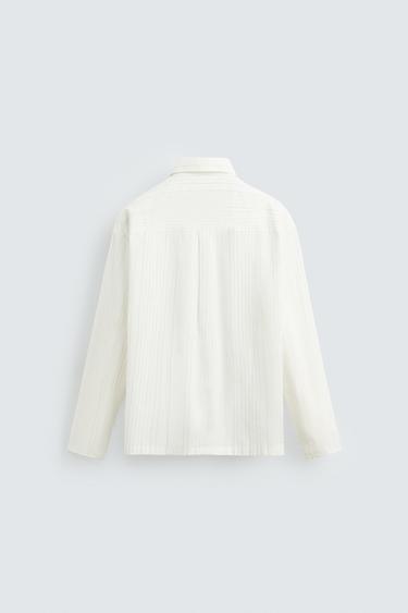 CHEMISE STRUCTURÉE À RAYURES - Blanc de Zara - Image 8