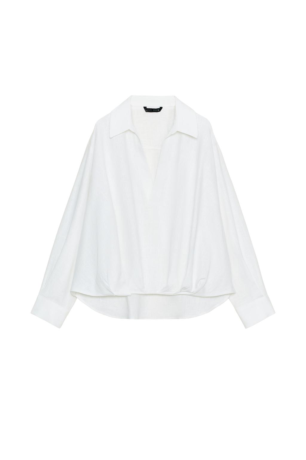 LINEN BLEND SHIRT WITH PUFFED HEM - image 3