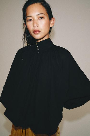 ZW COLLECTION HIGH NECK SHIRT - Black by Zara