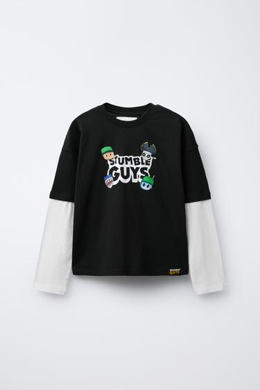 Zara STUMBLE GUYS ™ © SCOPELY 雙層袖 T 恤 - 黑色 - 圖片 0