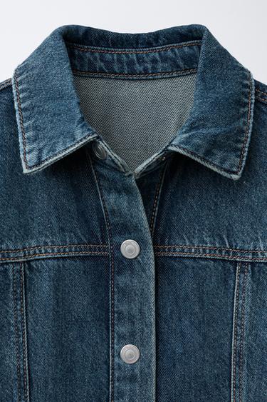 Zara CUTOUT DENIM DRESS - Blue