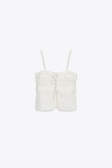 JACQUARD KNIT TOP - Ecru by Zara - Image 3