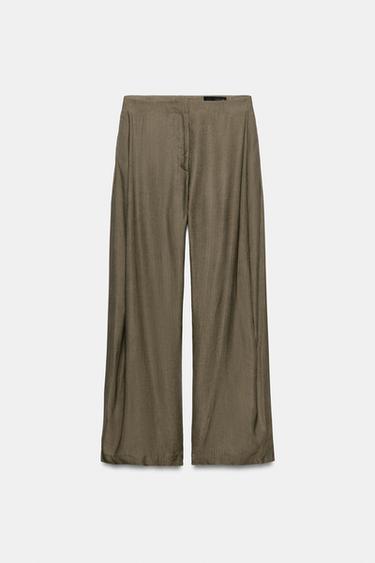 ZW COLLECTION DARTED TROUSERS - Dark olive by Zara - Image 0
