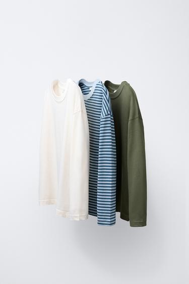 КОМПЛЕКТ ИЗ ТРЕХ ОДНОТОННЫХ ФУТБОЛОК И ФУТБОЛОК В ПОЛОСКУ — СИНИЙ от Zara