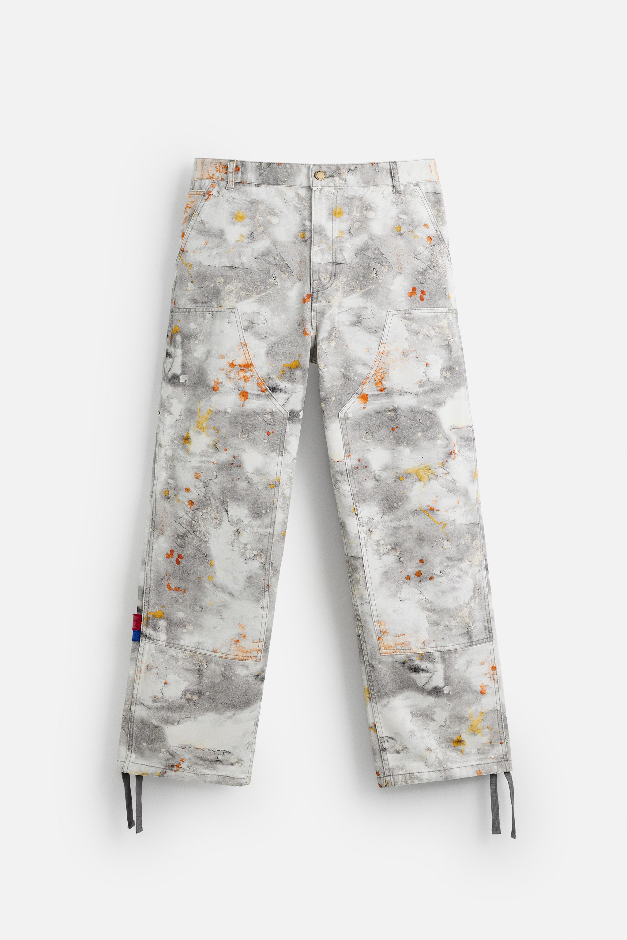 アブストラクト柄カーペンターパンツ - オレンジ色 | ZARA Japan
