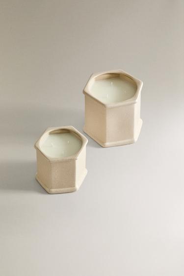 BOUGIE RÉCIPIENT CÉRAMIQUE - Blanc de Zara - Image 1
