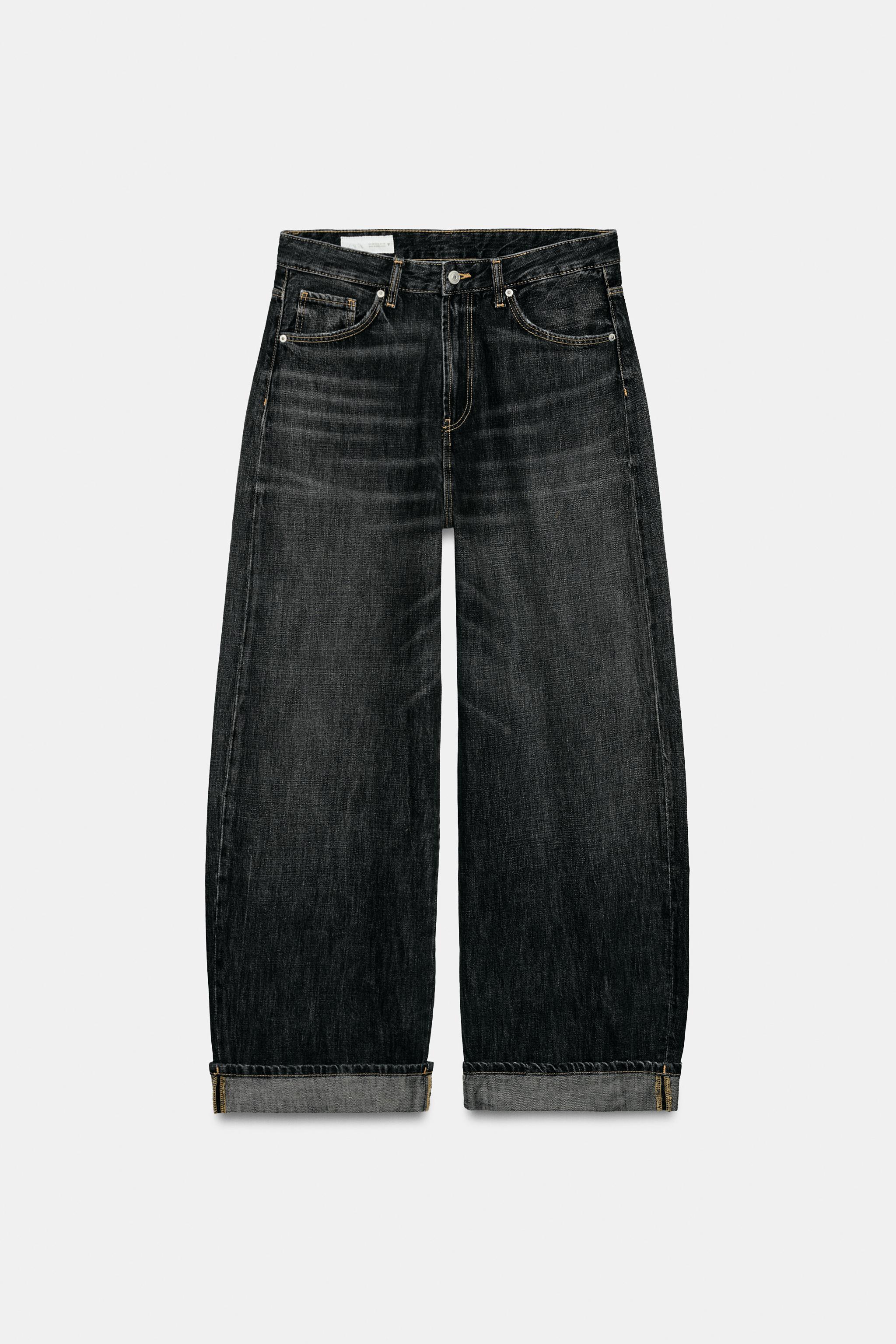 TRF MID-RISE BAGGY FOLDED JEANS