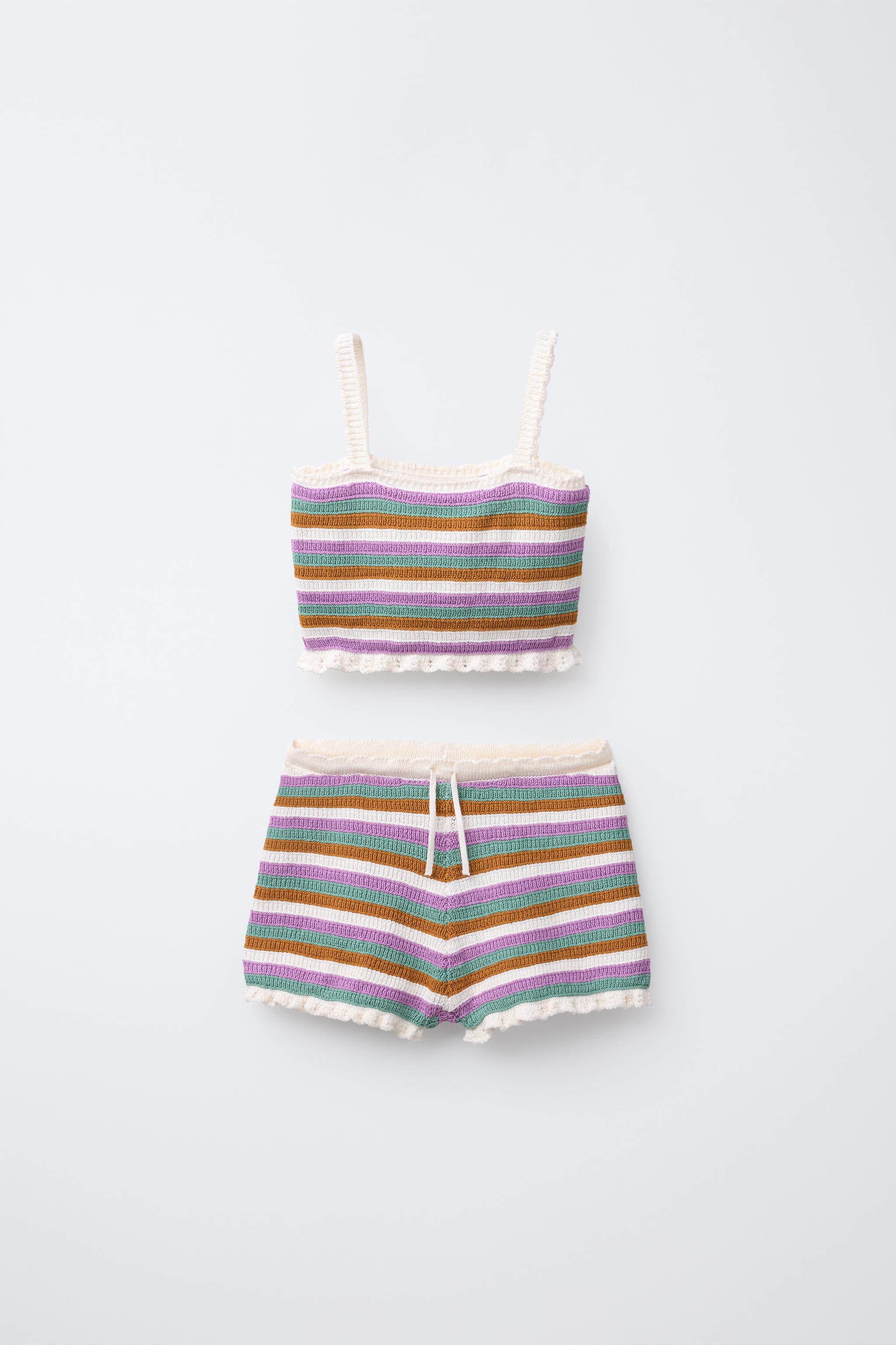 6 ANS/ ENSEMBLE EN MAILLE RAYURES CROCHET