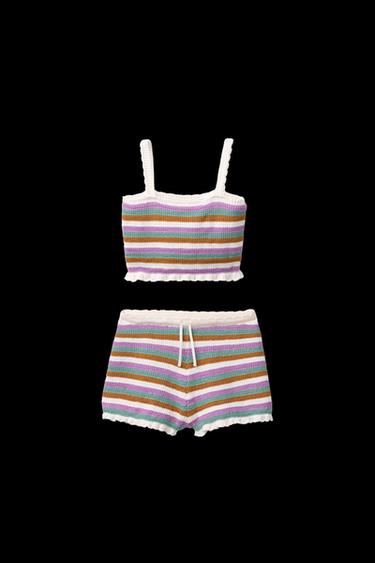 Zara 3-6 YEARS/ STRIPED CROCHET KNIT SET - Ecru - Image 0
