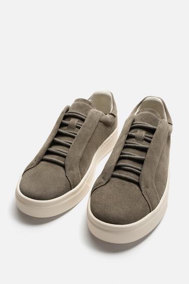 TENNIS EN CUIR - Gris taupe de Zara - Image 2