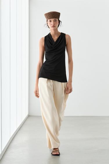 Zara Flowing top with knot detail - Black - Image 0