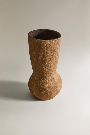 PAPIER-MÂCHÉ VASE - Ecru / Brown by Zara - Image 1