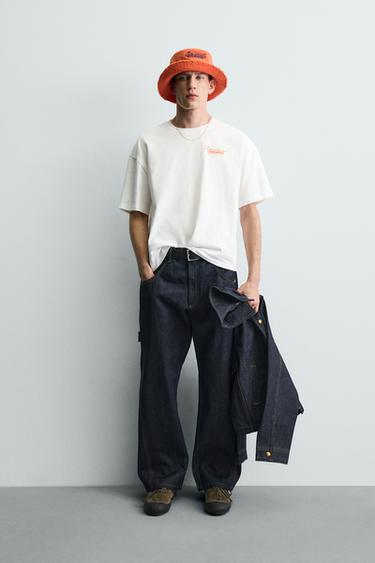 Zara MAJICA SA KONTRASTNIM PRINTOM TEKSTA – prljavobela