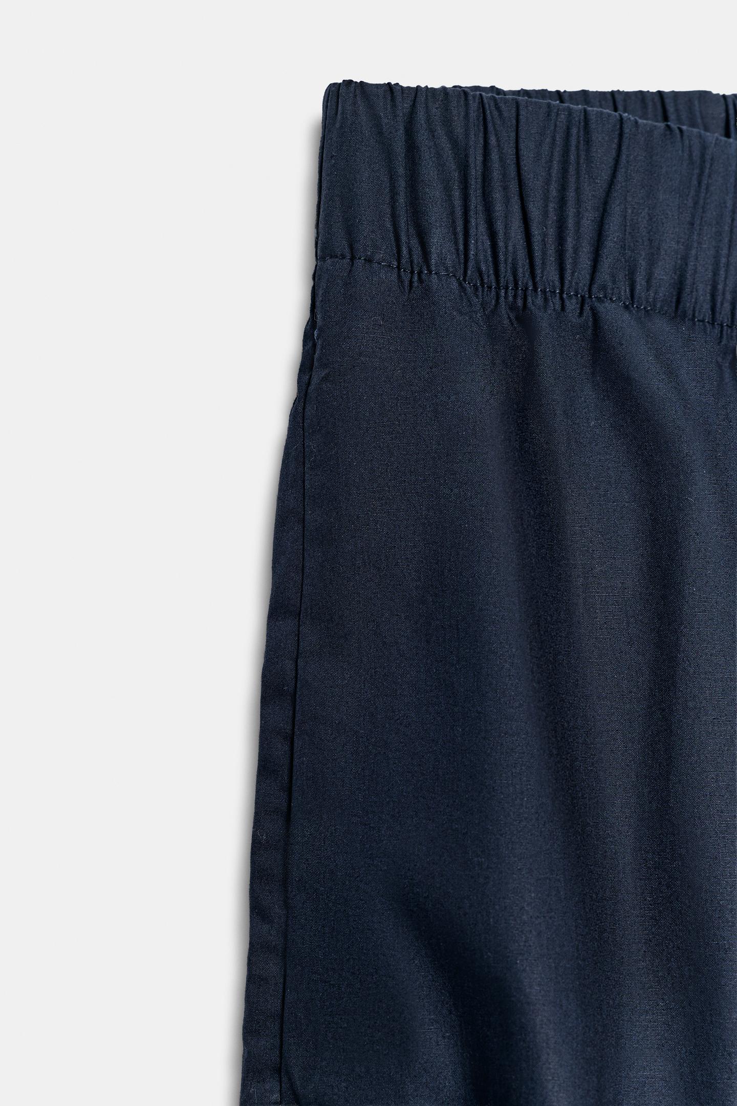 Женские брюки Zara ZW Collection Barrel, цвет: Тёмно-синий — фото 9