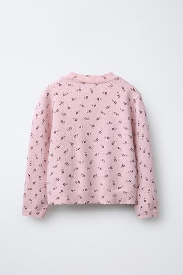 GILET EN MAILLE À FLEURS - Rose clair de Zara - Image 1