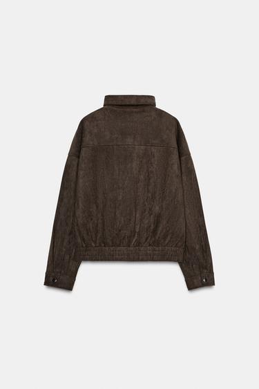 BLOUSON BOMBER OVERSIZE EFFET DAIM - Marron chocolat de Zara - Image 8