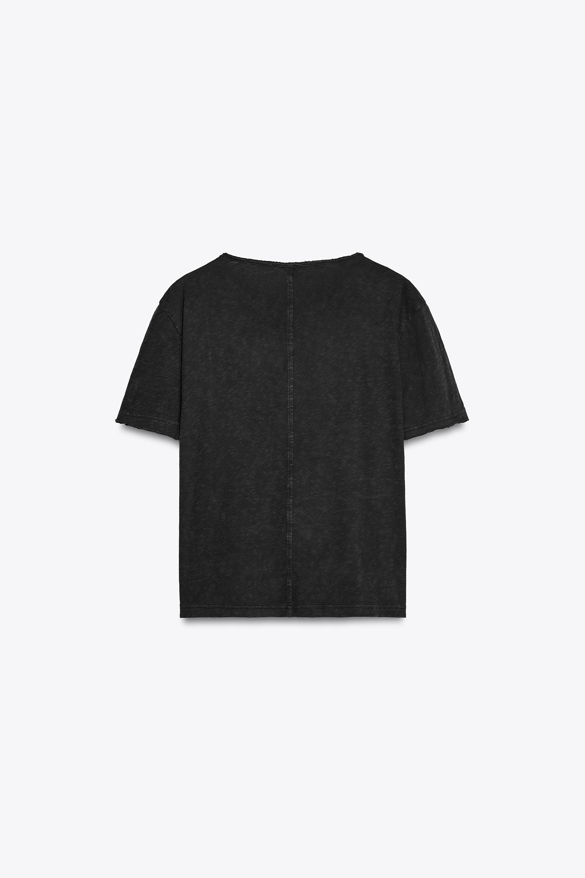 スラブコットンニットTシャツ - ブラック | ZARA Japan / 日本
