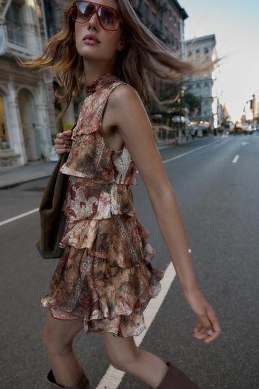 RUFFLED PRINTED MINI DRESS - Multicoloured by Zara - Image 2